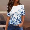 T Shirts For Women Round Neck Dressy Casual Blouses Printing Short Sleeve Summer Tops Loose Fit