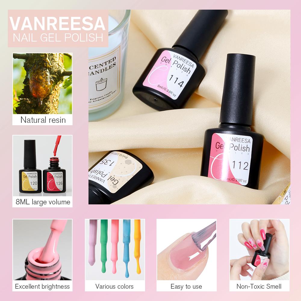 VANREESA Набор гель-лаков для ногтей с лампой для сушки ногтей мощностью 36 Вт, 6 шт., замачиваемый УФ-светодиодный полупостоянный набор гелей для ногтей, набор инструментов для дизайна ногтей
