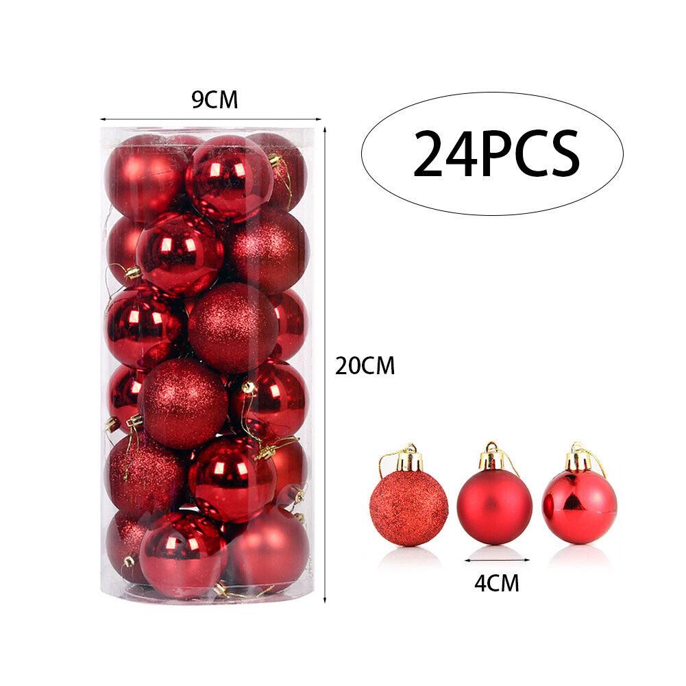 8 СМ 24 ШТ. Рождественские Подвесные Шаровые Украшения Небьющиеся Рождественские Елочные Украшения Комплект Рождественские Украшения Шары для Праздника Свадьбы Декор