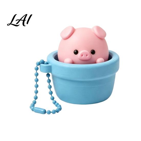 Portable Desk Toy Potted Pig Clicker with Bead Chain Clicky Button Fidget Finger for Stress Relief Backpacks School Bags Decor
