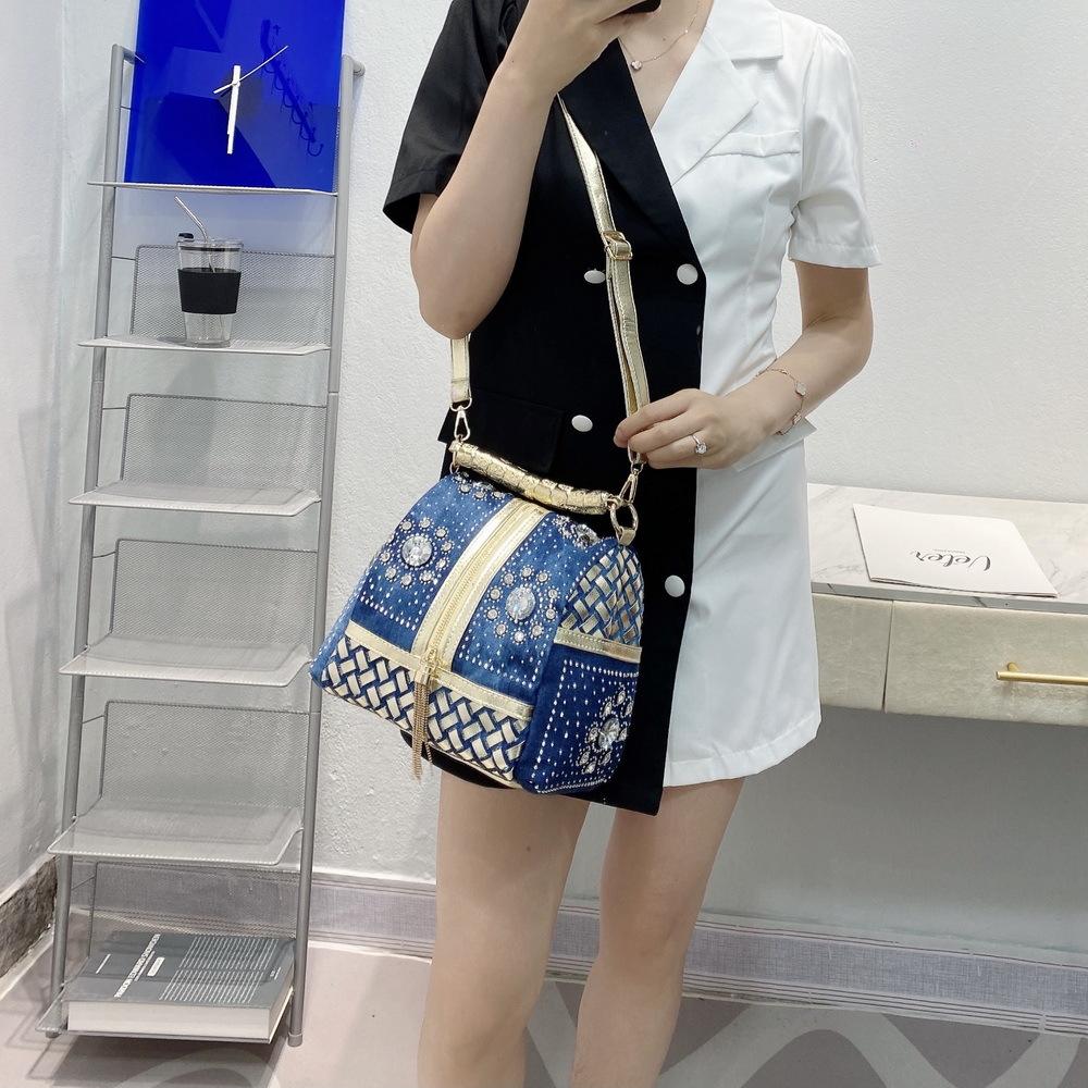 Дизайнерская тканая женская сумка Известный бренд со стразами Сумка на плечо Роскошные сумки Джинсовая сумка