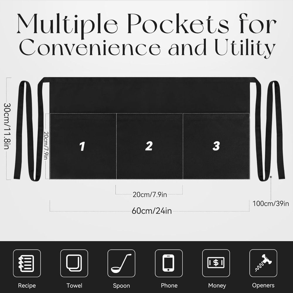 Unisex Waist Apron Polyester Waiter Half Waist Apron New Half Apron Hairdresser