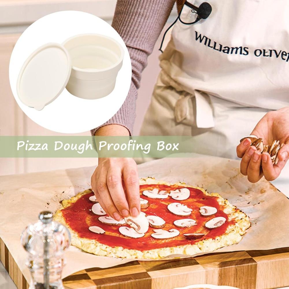Гибридный контейнер для пиццы с крышкой, многофункциональный складной силиконовый контейнер с антипригарным покрытием для расстойки хлеба/пиццы/тостов, кухонный инструмент для выпечки
