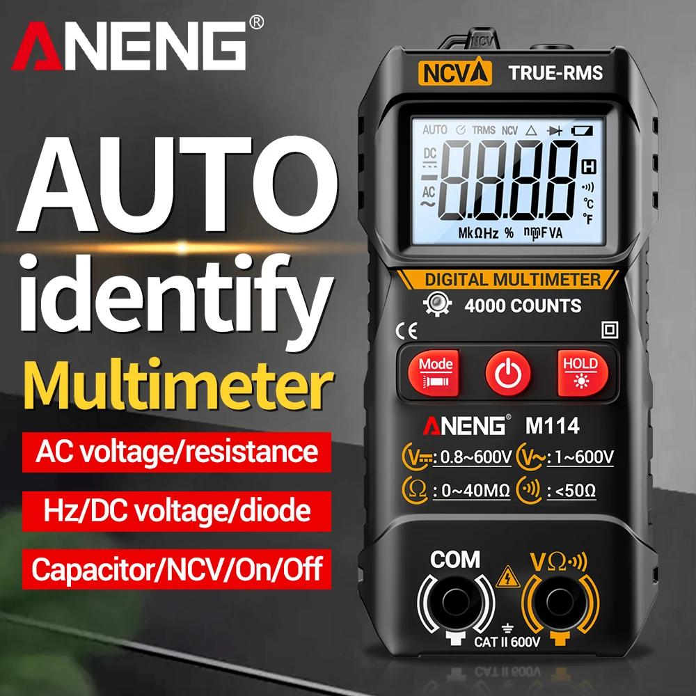 Multifunctional ANENG M114 Digital Multimeter 4000 Counts NCV Non-Contact Voltage Detection Auto Range Flashlight Electrician Tools Digital display