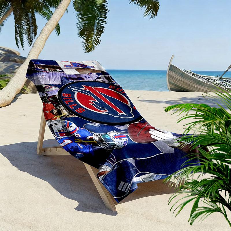 Buffalo Bills Players Print Beach Towel, Large Soft Quick Dry Towel for Beach Camping Swimming