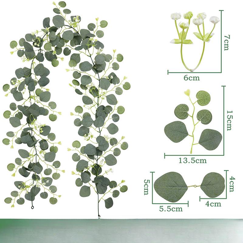 Искусственные листья эвкалипта, искусственные зеленые растения из ротанга, искусственные цветы, лианы для потолка, украшения для вечеринок на открытом воздухе