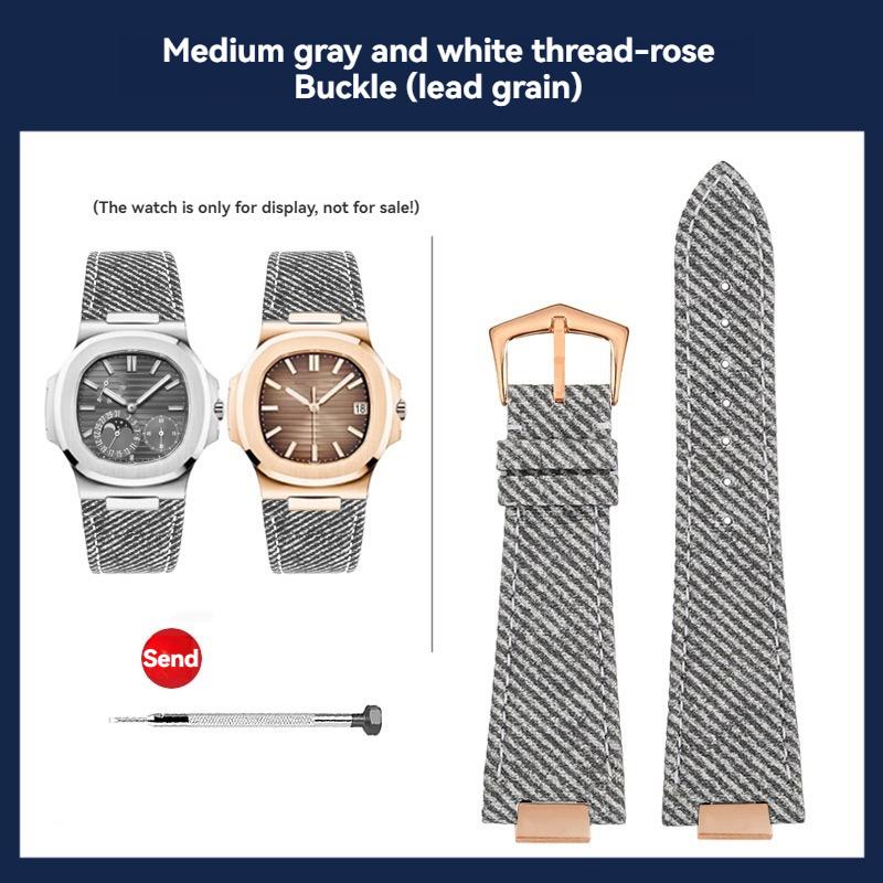 Нейлоновый ремешок Для PATEK PHILIPPE NAUTILUS 5711/5712G 5980 Холст Натуральная кожа Снизу Часовой ремешок Мужской Браслет Аксессуары