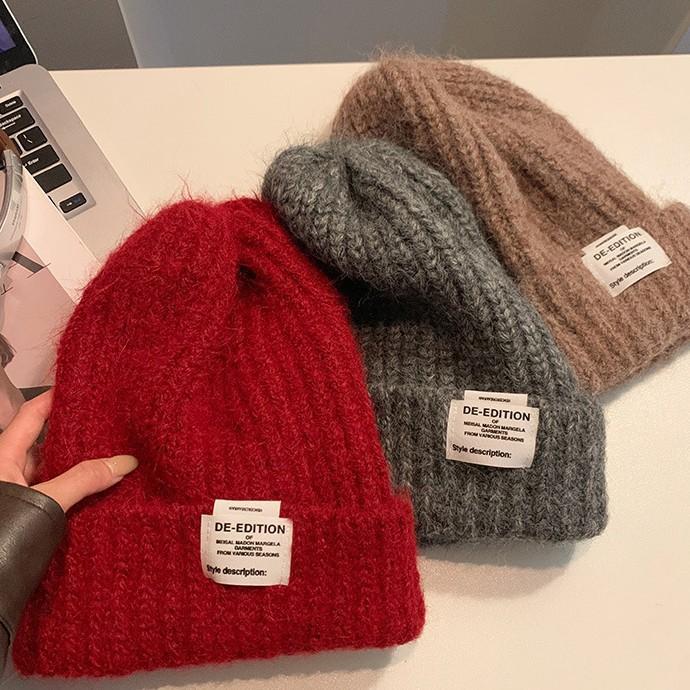 Корейская милая шапка из шерсти с большой головой, осенне-зимняя, повседневная, универсальная, шапка-мешок на голову, ветрозащитная, теплая для ушей, вязаная шапка