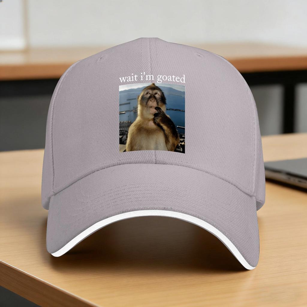 Wait Im Goated Monkey Meme Casual Baseball Cap Spring Trucker Hat Sun Visor Tennis Skate Unisex Unisex Fashion Baseball Caps
