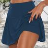 Summer Skort High Waist Solid Color Fake Two Pieces Sport Skort Breathable Fabric Shorts Skirt Daily Wear