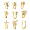 9 Pcs Fake Nose Rings Shiny Fashionable No Piercing Nose Clip Kit Faux Nose Rings for Women Gold