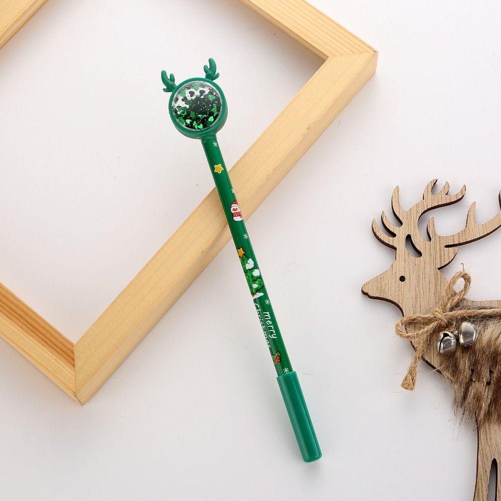 4PCS Cartoon Plastic Christmas Neutral Pens Kawaii Black Ink Elk Sequins Pen Cartoon Stationery Gel Pens Writing