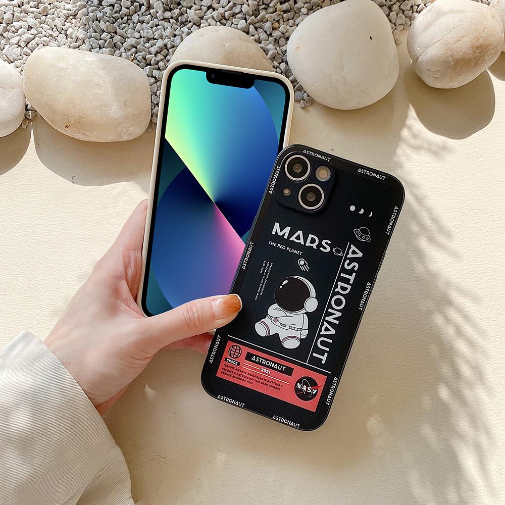 Для iPhone 13 6,1 дюйма Чехол для телефона из мягкого ТПУ с рисунком астронавта на Марсе, Защитная крышка с точным вырезом