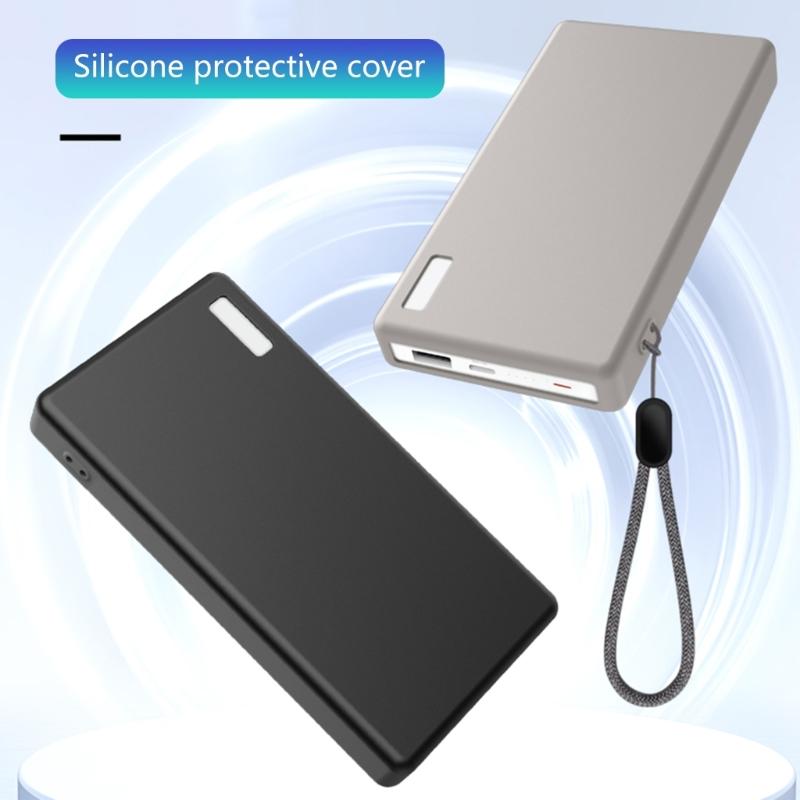 Портативный силиконовый чехол-защита, совместимый с Powerbank на 12000 мАч 66 В, с ремешком. Идеально для путешествий и поездок на работу.