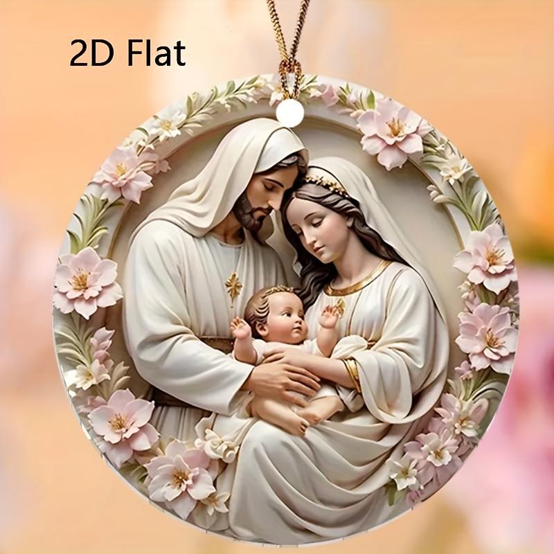 2pcs In Stock American Country Resurrection Decorat Round Wall 2D Acrylic Pendant Jesus Birth Logo Hanging Holiday Decorations