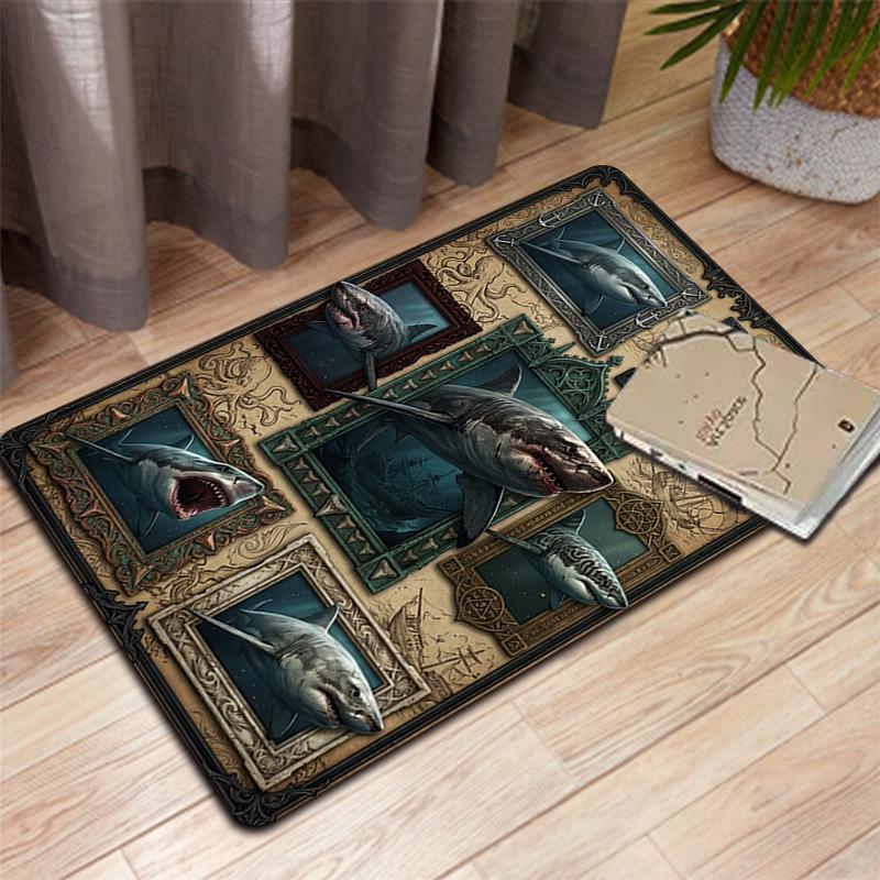 Great White Sharks Pattern Rug Floor Mat for Living Room or Bedroom Soft and Comfortable Carpet a Gift for Birthday and Holiday.