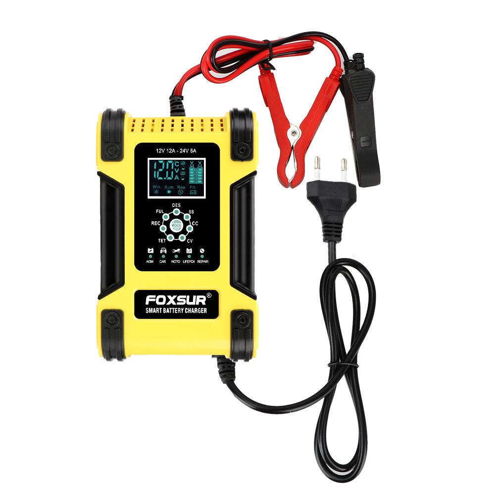 Автомобильное интеллектуальное зарядное устройство для аккумуляторов Тестирование европейской вилки 100-240 В Вход 12 В 24 В Выход для свинцово-кислотных литий-железных аккумуляторов Аксессуары для мотоциклов