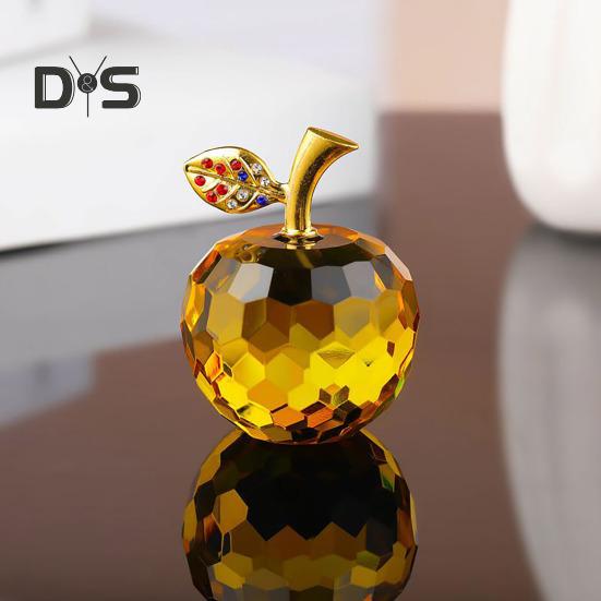 Стеклянные яблоки, фигурка, искусственный хрустальный фрукт, украшение, коллекционные полупрозрачные яблоки, украшение для домашнего офиса, приборной панели автомобиля