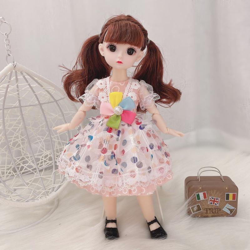 30см Bjd Кукла 12 Подвижных Суставов 1/6 Платье для Девочки 3D Карие Глаза Игрушка с Одеждой Обувью Детские Игрушки для Девочки Детский Подарок