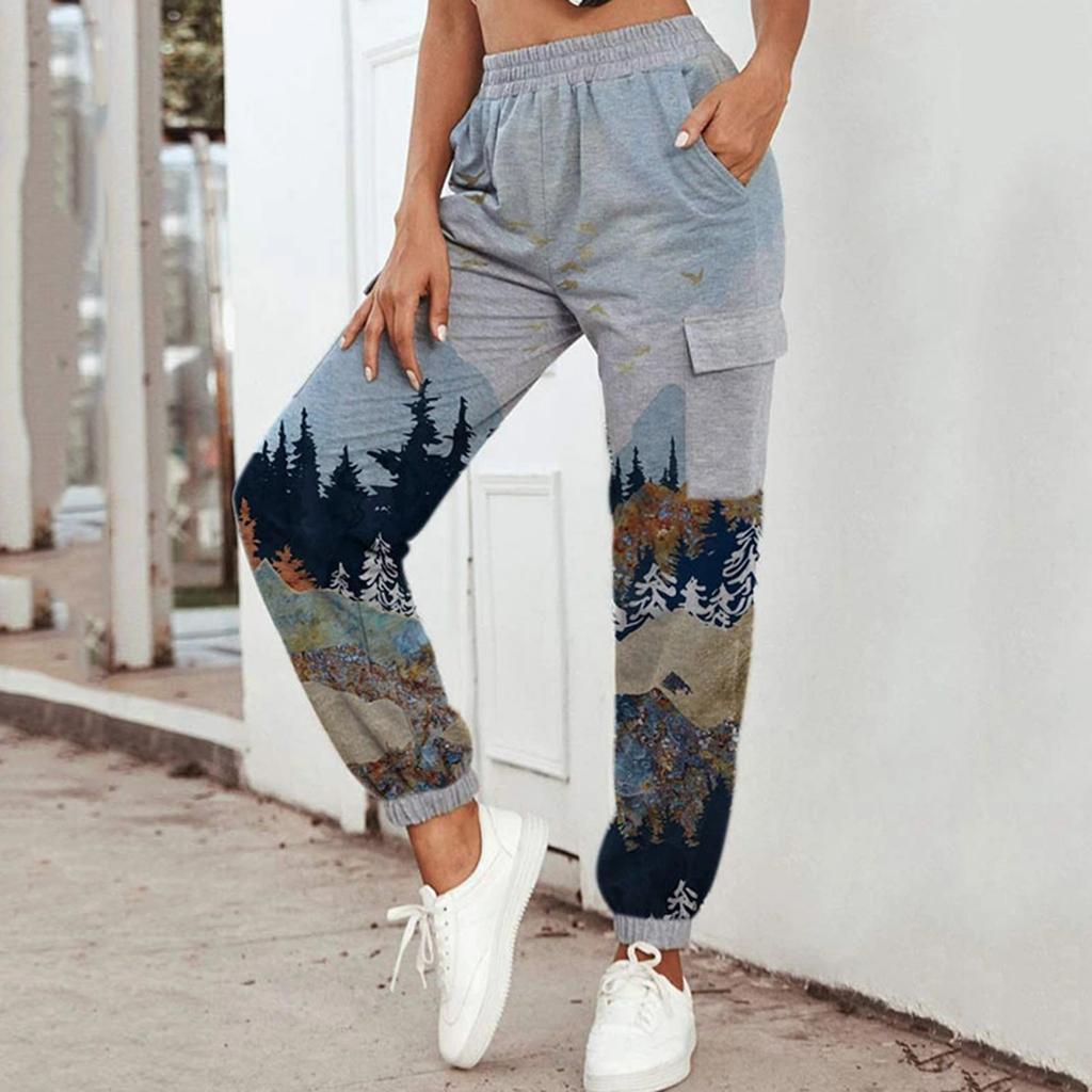 Женские горные кроны с принтом карманные спортивные штаны для бега йоги спортивные штаны