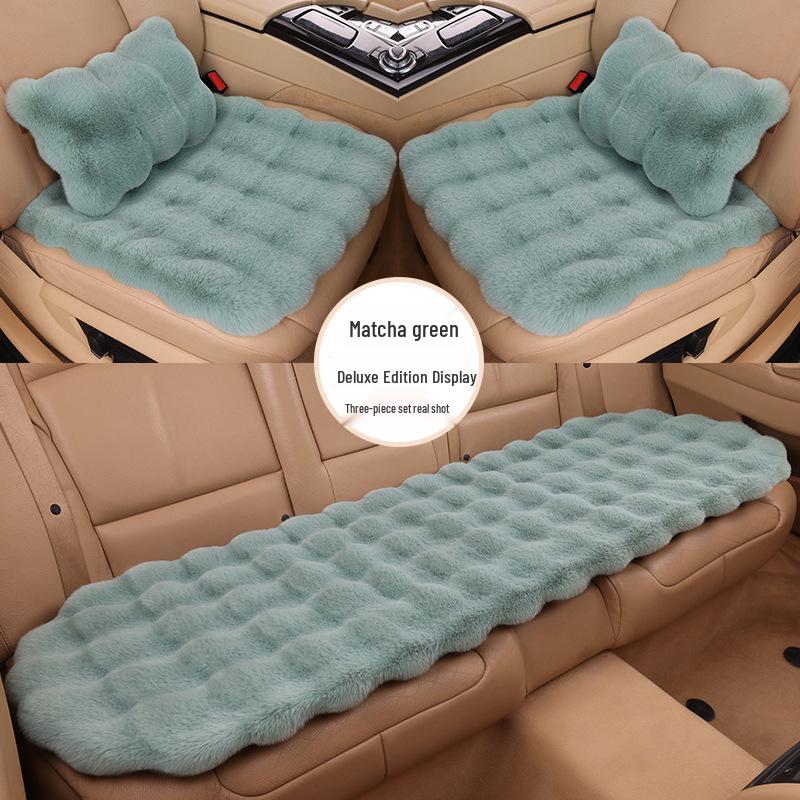 Зимний флисовый плюшевый чехол на сиденье автомобиля из кроличьего меха, комплект из 3 предметов