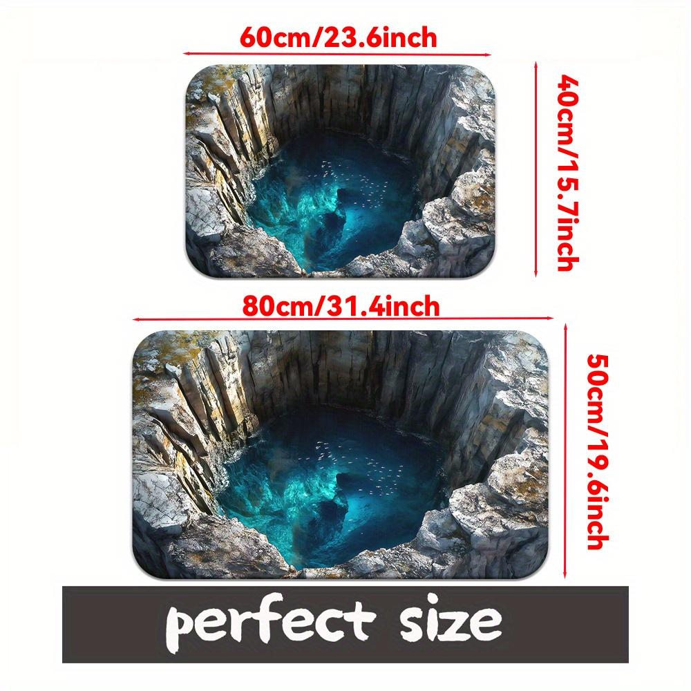 1pc 3D Visual Effect Door Mat - Non-Slip,Machine Washable Polyester Mat with Realistic Stone Design,Absorbent Microfiber Perfect