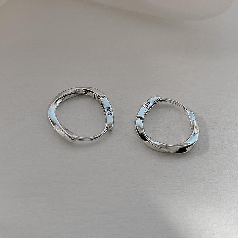 925 Sterling Silver Round Stud Earrings for Women Simple Inlaid Design Hoops Earrings Wedding Party Jewelry Accessories Gifts