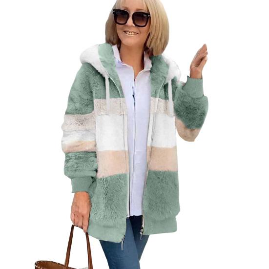 Пушистая флисовая куртка для женщин, пушистый шерпа кардиган на молнии, осенне-зимнее теплое пальто с капюшоном на шнурке и карманами