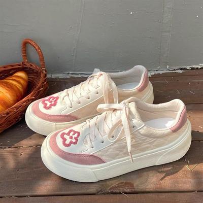 Женская обувь из парусины розового цвета со шнуровкой и круглым носком, женская обувь, весна, новинка 2024 года, стильная и низкая цена с роскошью