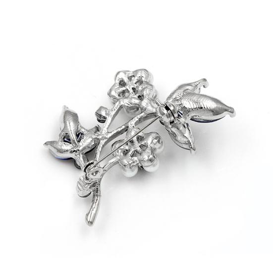 Women Faux Pearl Rhinestone Petals Flowers Brooch Pin Jewelry Clothing Accessory