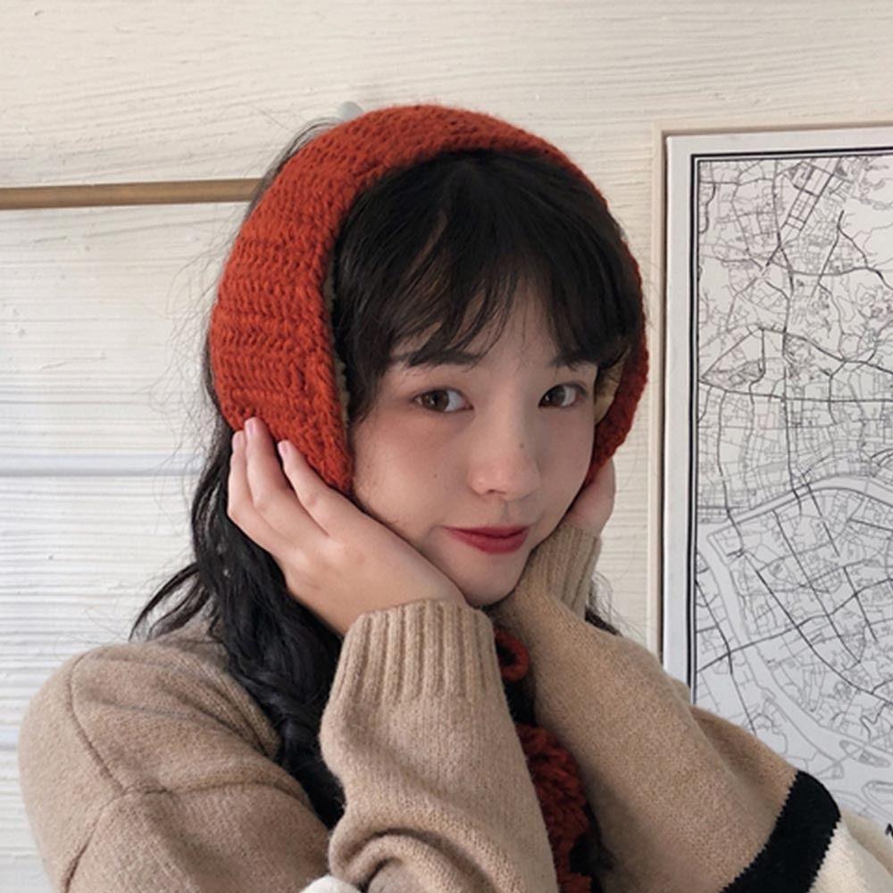 Thicken Knitted Earmuffs Plush Winter Ear Cover Retro Warm Earmuffs Girl
