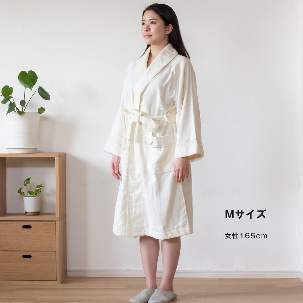 Халат Bloom Imabari для полотенец, цветочный, Сделано в Японии, Размер M, Для женщин, Ткань/Марля, 100% Хлопок, Узор, Кант, Легкий,