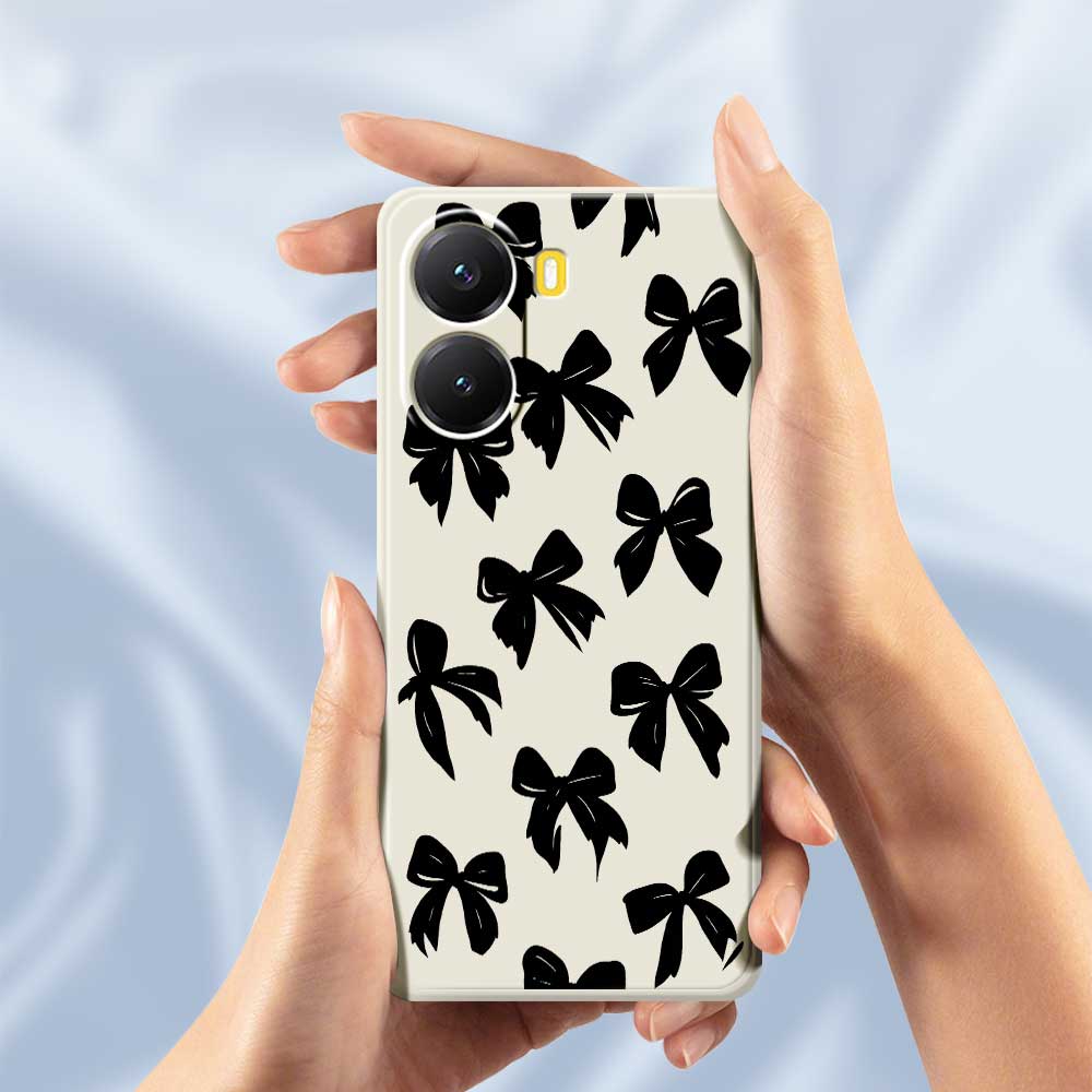 For Xiaomi Redmi Turbo 4 5G/Poco X7 Pro 5G Case Black Bow Pattern Printing Straight Edge TPU Phone Back Cover