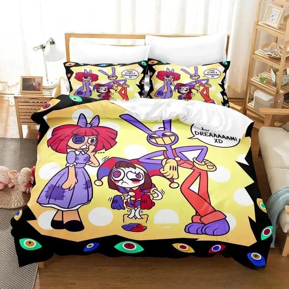 3D Print Cartoon Amazing Digital Circus Bedding Set Boys Girls Twin Queen King Size Duvet Cover Pillowcase Bed Boys Adult