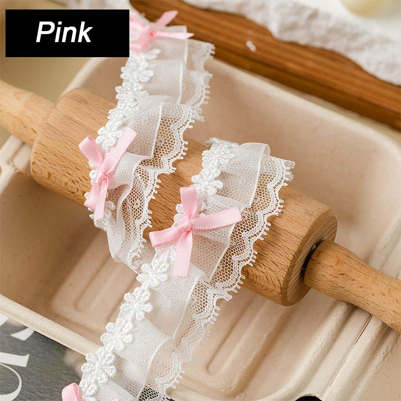 1 ярд Кружевные края Ручная работа Двухслойное кружево Аксессуары для одежды Кружево с бантом-бабочкой Милая DIY Лента Отделка Лента 3,8 см шириной