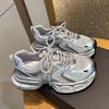 Fried Street Platform Daddy Shoes Women's 2025 New Summer Mesh Breathable Lightweight Height Increasing Silver Casual Sneakers