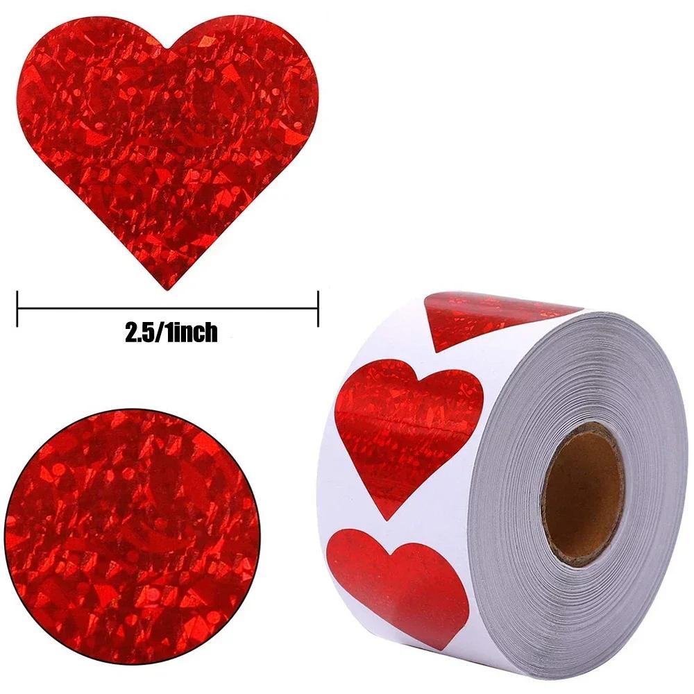 100-500pcs Red Heart Sticker for Valentine's Day Paper Packaging Sticker Valentine's Love Decorative Stickers 1inch Gift Decor