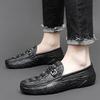 Genuine Leather Mens Loafers New Slip On Driving Shoes Crocodile Pattern Casual Business Shoes Moccasins Driving Zapatos Hombre
