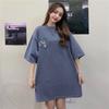 Cotton Printed Summer Loose Short-sleeved T-shirt Mid-length Korean Couple Front and Rear Printed Tops Women's Tops