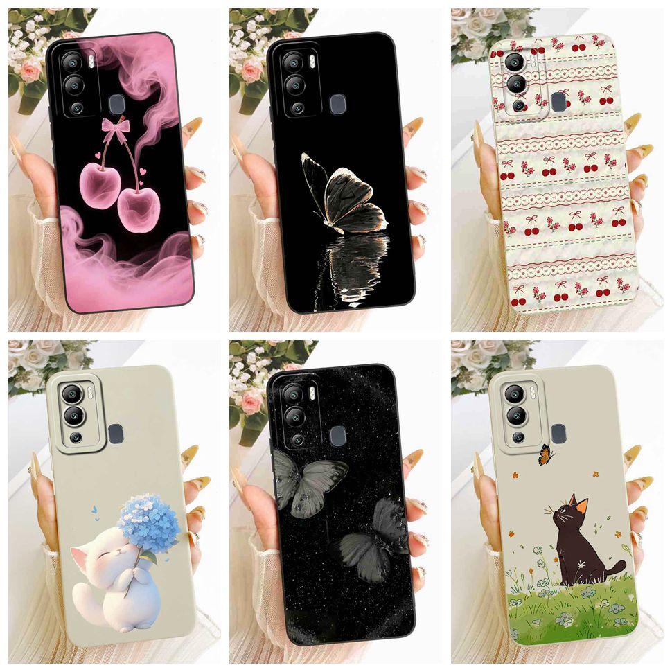 Cat Butterfly Case For Infinix Hot 12i Cases Soft Silicone Back Cover For Infinix Hot 12 i 12i Hot12i Case X665B X665 Fundas