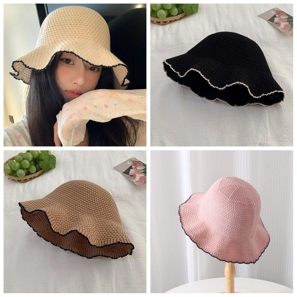 Темпераментная вязаная панама Французский стиль Защитная шляпа от солнца Модная пляжная шляпа для отдыха