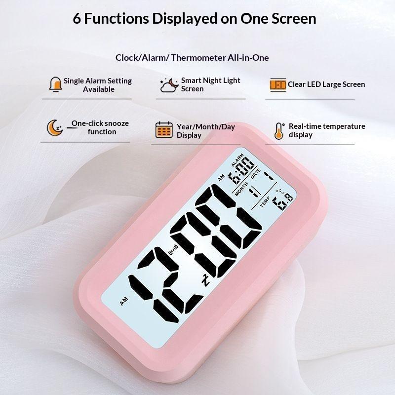 Digital Compact Alarm Clock with Temperature Date Display Multi Colors Available for Bedroom Office Travel Use