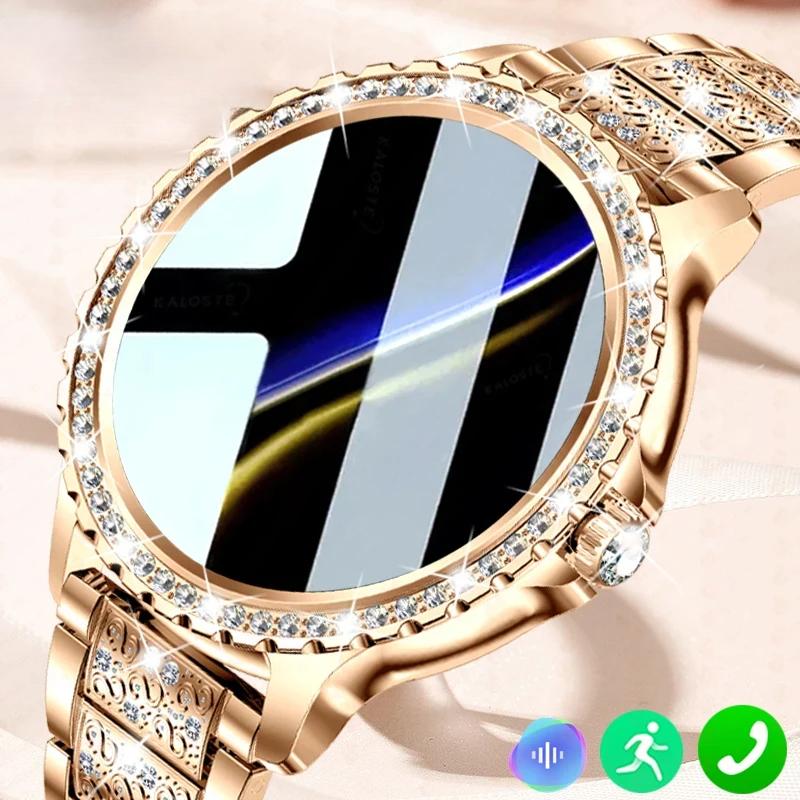 2025 Fashion Luxury Gold Women Smart Watch Heart Rate Blood Oxygen Sleep Monitoring Diamond Bracelet Bluetooth Call Smartwatch Ladies