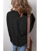 Azura Exchange Black Acid Wash Waffle Knit Buttoned Neckline Long Sleeve Top