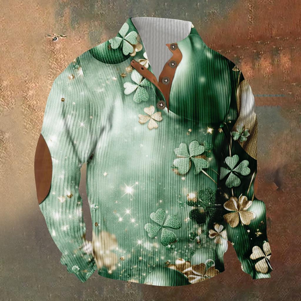 Трикотажный принт на 3 пуговицах - вельветовый мужской свитшот со стоячим воротником и карманом, повседневный свитшот на пуговицах для активного отдыха