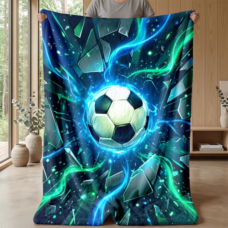 Soccer Ball Breaking Through Wall Theme blanket Lightweight Warm Flannel Blanket Decorative Throw Blanket for Home Decoration