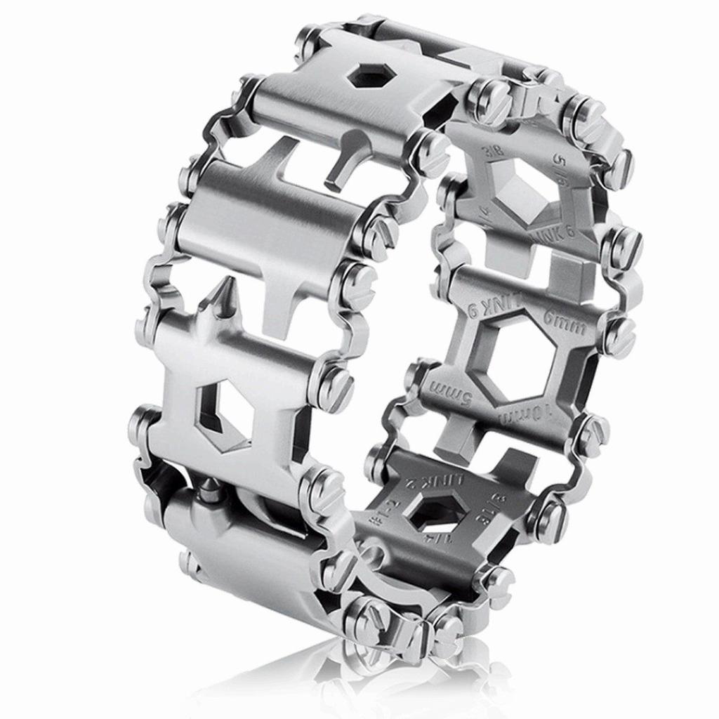 ROZZERMAN Портативный Повседневно Крутой Браслет, Инструмент, Многофункциональный, Выживание, На Открытом Воздухе, Мультитул, Инструмент, Отвертка, (Серебряный)