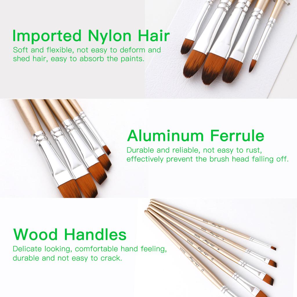 5 шт. набор кистей с угловым наконечником, нейлоновые кисти для волос с деревянной ручкой, художественные кисти для детей