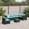 VidaXL Garden Lounge Set 7 Pcs with Cushions Black Wicker, Outdoor Sofa Set, Garden Corner Sofa 3308180