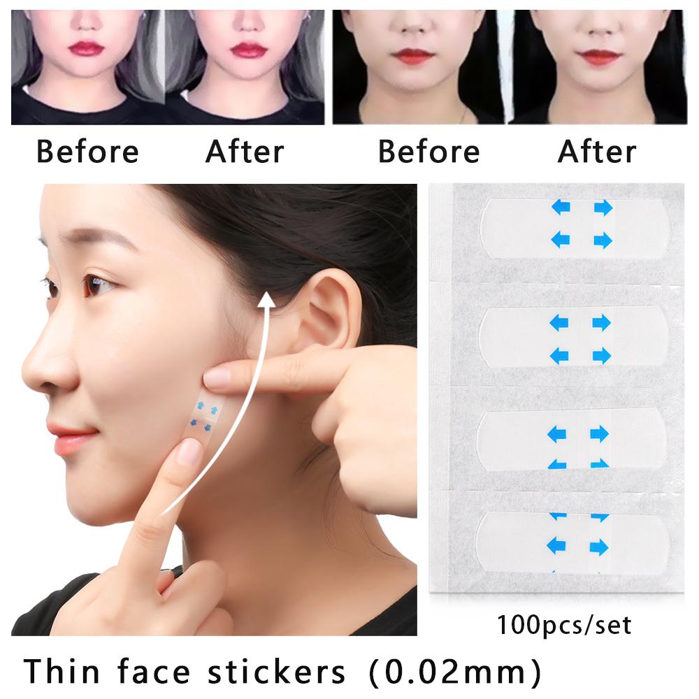 100pcs Durable Transparent Beauty Lift Tools Thin Face Patche Invisible Lifting Face Stickers
